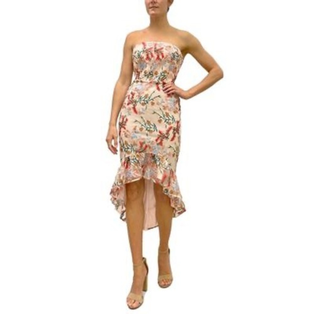 Sam Edelman Womens Lined Floral Sleeveless Strapless Knee Length Sheath Dress 10